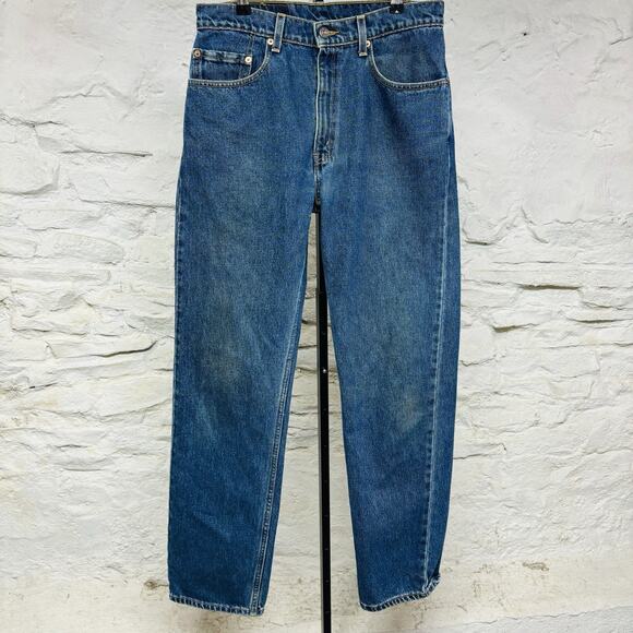 Vintage Levis 505 Jeans 32 Blue 90s Workwear Dark Wash Straight Leg Faded - Picture 2 of 6